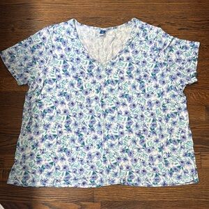 Old Navy Blue and Purple Floral Blouse